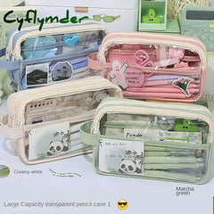 BACK TO SCHOOL Multi-functional Pencil Case Transparent with Handle Pen Bag Large Capacity Stationery Storage Pouch Office School Supplies