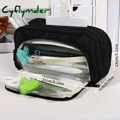 Cyflymder Back To School Multilayers Pencil Big Bags Aesthetic School Cases Large Capacity Pen Case