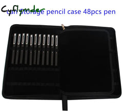 Cyflymder Back To School New Leather Large Capacity Fountain Pencil Case 48 Slots Pen Bag Writing