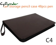Cyflymder Back To School New Leather Large Capacity Fountain Pencil Case 48 Slots Pen Bag Writing