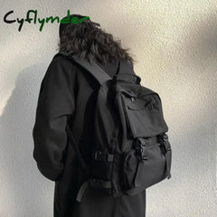 Cyflymder Back To School New Simple Black Workwear Style Backpack Large Capacity Laptop Bag Fashion