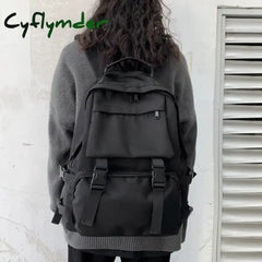 Cyflymder Back To School New Simple Black Workwear Style Backpack Large Capacity Laptop Bag Fashion