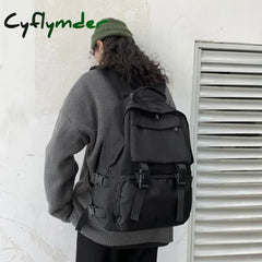 Cyflymder Back To School New Simple Black Workwear Style Backpack Large Capacity Laptop Bag Fashion