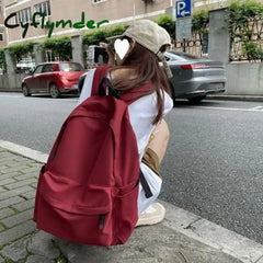 Cyflymder Back To School Nylon Versatile Backpack Black Grey White Red Waterproof Computer Bag