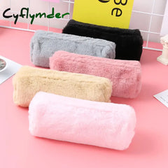 Cyflymder Back To School Pencil Case Black Cute Stationery Winter Pencilcase Trousse Scolaire Plush