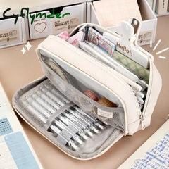 Cyflymder Back To School Pencil Case Large Capacity Pouch Handheld Pen Bag Cosmetic Portable Gift