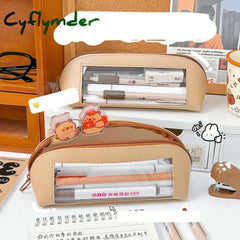 Cyflymder Back To School Pencil Case Transparent School Supplies Cases Estuches Escolares Pu