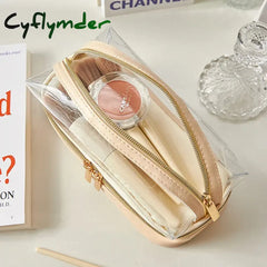 Cyflymder Back To School Pencil Case Transparent School Supplies Pencilcase Large Capacity Box