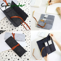 Cyflymder Back To School Portable Roll School Pencil Case Felt Cloth Pen Bag For Girls Boys Cute