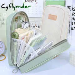 BACK TO SCHOOL PU Pencil Case Extra Large Capacity Pencil Bag Portable Pen Box Multi-layer Pencil Pouch Stationery Storage Bag School Supplies