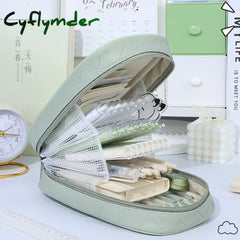 Cyflymder Back To School Pu Pencil Case Extra Large Capacity Bag Portable Pen Box Multi-Layer Pouch