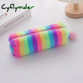 Rainbow Pencil Case Plush Estuches Escolares Pencilcase Gradient Color Large Capacity Kalemlik School Supplies Pencil Pouch