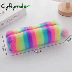 Cyflymder Back To School Rainbow Pencil Case Plush Estuches Escolares Pencilcase Gradient Color