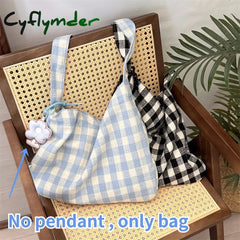 Cyflymder Back To School Retro Plaid Women’s Canvas Shoulder Bag Casual College Girls Book Tote