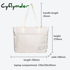 Cyflymder Back To School Shockproof Canvas Women Laptop Tote Bag 14 Inch For Macbook Air Pro Huawei