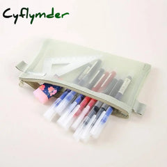 Cyflymder Back To School Simple Transparent Mesh Pencil Case Storage Student Bag Large Capacity