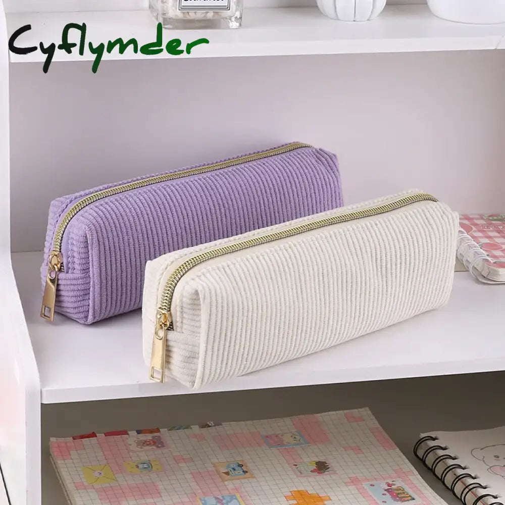 BACK TO SCHOOL Solid Color Pencil Case Estuche Escolar Pencil Pouch Kalemlik Stationary Corduroy Pen Case School Supplies Trousse Pencilcase
