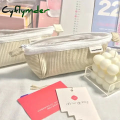 Cyflymder Back To School Solid Stationery Storage Pencil Bag Original Dreamship Series Corduroy For