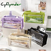 BACK TO SCHOOL Transparent Pencil Case 4/6-Layers Kawaii Pen Pouch with Zipper Large Capacity Stationery Storage Bag for Student Back to School