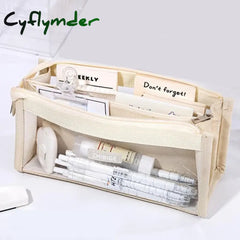 Cyflymder Back To School Transparent Pencil Case 4/6-Layers Kawaii Pen Pouch With Zipper Large
