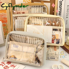 Cyflymder Back To School Transparent Pencil Case Trousse Kawaii Stationery Pencilcase Large