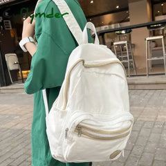 Cyflymder Back To School Trendy Female Canvas Laptop College Backpack Cool Lady Vintage Book Bag