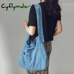 Unisex Denim Tote Handbag Large Capacity Lightweight Handbag Versatile Jeans Top Handle Bag Casual Reusable Grocery Bag