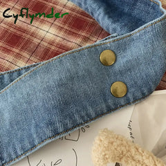 Cyflymder Back To School Unisex Denim Tote Handbag Large Capacity Lightweight Versatile Jeans Top