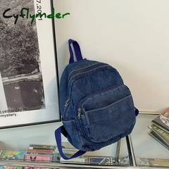 Cyflymder Back To School Vintage Denim Backpack School Travel Daypack Shoulder Bags For Teenager