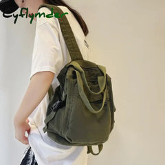 Cyflymder Back To School Women Backpack Canvas Girl Fabric School Bag New College Student Vintage