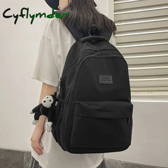 Cyflymder Back To School Women Backpack Solid Color Female Multi-Pocket Casual Woman’s Travel Bag