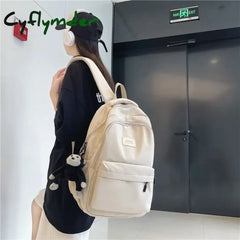Cyflymder Back To School Women Backpack Solid Color Female Multi-Pocket Casual Woman’s Travel Bag