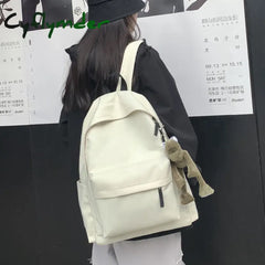 Cyflymder Back To School Women Men Canvas Black Backpack College Student School Bags Teenagers