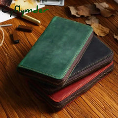 Cyflymder Back To School Zipper Retro Pen Pouch Leather Pencils Case For School Students Cowhide