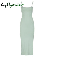 Cyflymder Backless Hollow Out Chic Solid Dresses Sexy Sleeveless Party 90s Long Pullovers Clothing Crewneck Harajuku