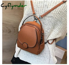Cyflymder Backpack Women New Designer Fashion Leather Mini Soft Touch Multi-Function Small Female
