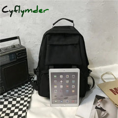 Cyflymder Backpacks Preppy Students Backpack Large Capacity Button Travel Bag Solid Simple Harajuku