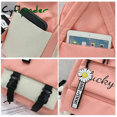 Cyflymder Backpacks School Set With Pencil Bag Cross-Body Breathable Canvas Back To Gift