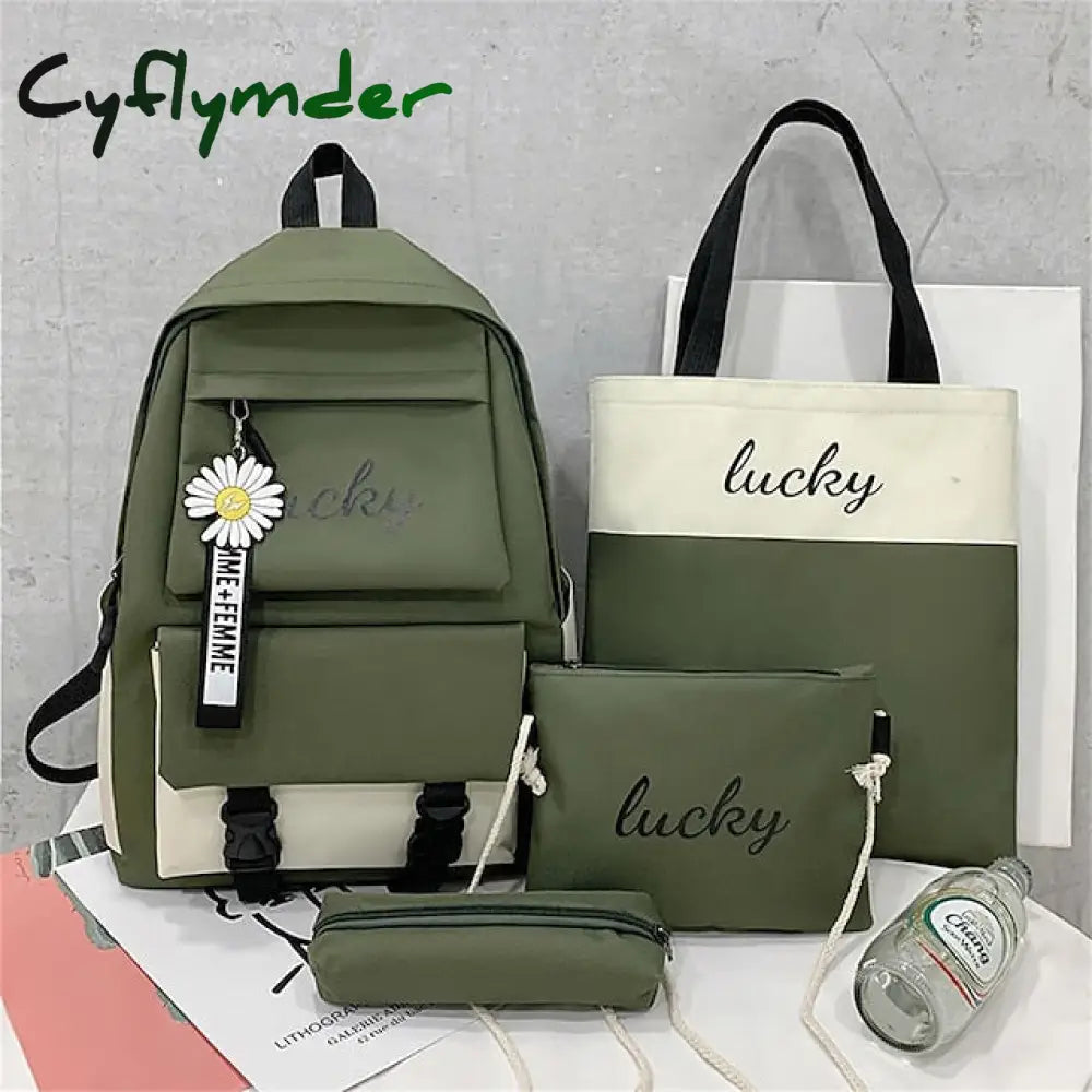 Backpacks School Backpacks Set with Pencil Bag Cross-body Bag Breathable Canvas School Bag Backpacks Back to School Gift