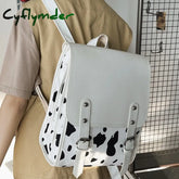 Cyflymder Backpacks Women Leather Cute Zebra Backpack Female White Back Pack Black For Teen Girls