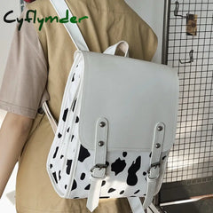 Cyflymder Backpacks Women Leather Cute Zebra Backpack Female White Back Pack Black For Teen Girls