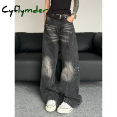 Baggy Y2k Vintage Black Jeans America Retro Oversize Harajuku Wide Leg Denim Pants Grunge High Street Loose Trouser Summer