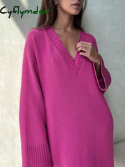 Cyflymder - Barbiecore Oversized Sweater Dress Dresses