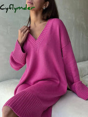 Cyflymder - Barbiecore Oversized Sweater Dress Pink / S Dresses