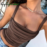 Cyflymder Basic Sexy Women’s Tank Top All-matck Solid Sleeveless Fashion Cute Crop Clothes Square Collar Slim Chic
