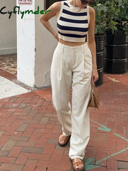 Cyflymder - Basic Stripe Crop Tank Top Sweater Vests