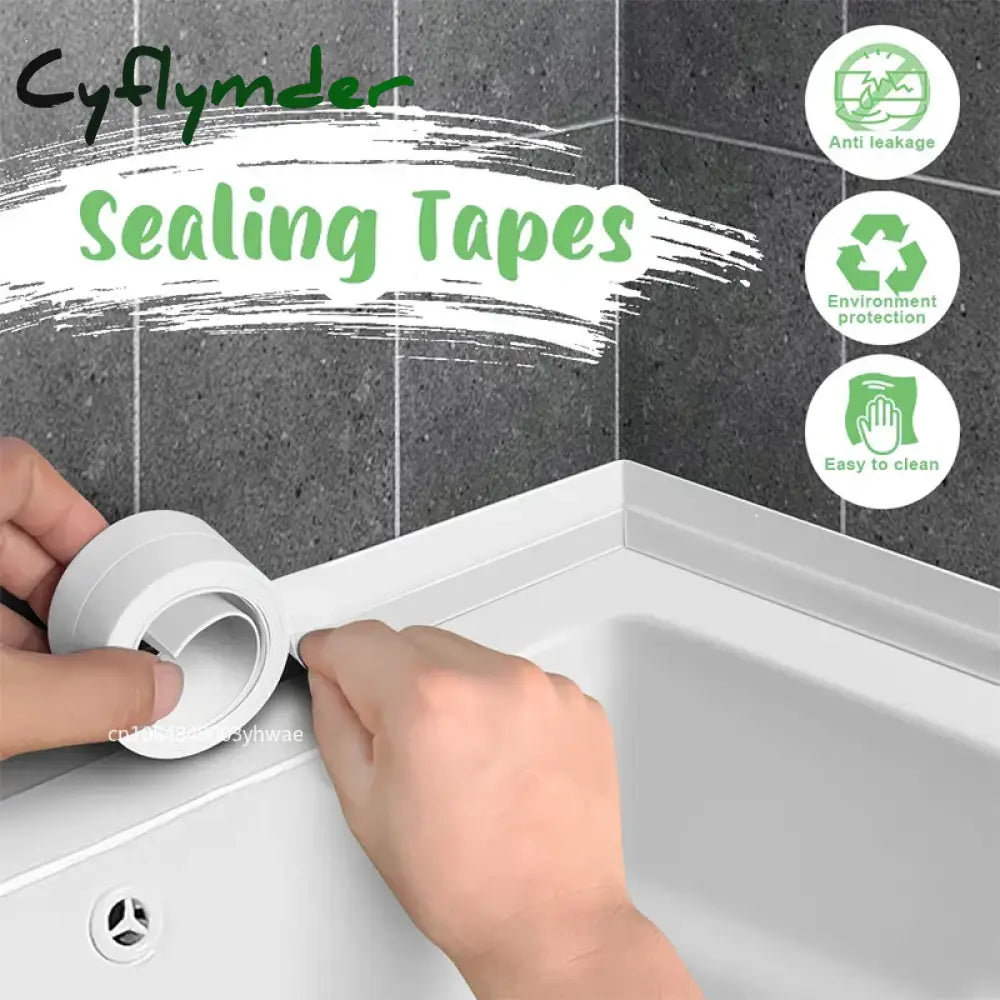 Cyflymder Bathroom Shower Sink Bath Sealing Tapes PVC Adhesive Sealing Strips Waterproof Wall Stickers for Bathroom