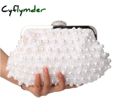 Cyflymder Beaded Women Clutch Party Wedding Chain Shoulder Handbags Diamonds Metal Rose Vintage