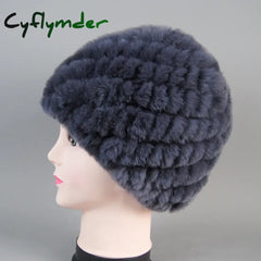 Cyflymder beanie outfits Lady Real Rex Rabbit Winter Fur Hat For Women Russian Real Fur Knitted Cap Headgear Winter