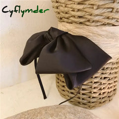 Cyflymder Beautiful Black New Big Bow Bezel Headwear Women Headband Girls Vintage Hair Bands Wide